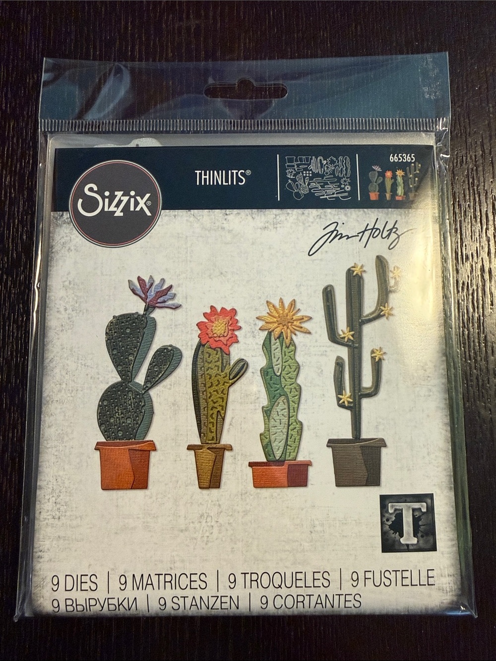 Sizzix Tim Holtz Thinlits Funky Cactus Die Set 9 pieces New